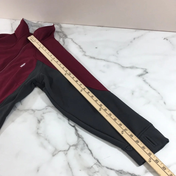 Nike ACG Thermal Layer 2 Red Gray Fleece Jacket Womens Medium Thumbhole Zip Up - Picture 12 of 13